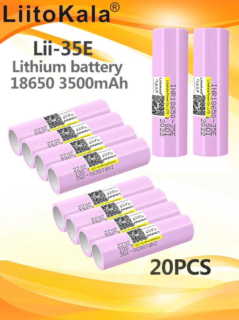 20PCS LiitoKala 35E 18650 3500mAh 20A entladung INR18650 35E 3500mAh 18650 batterie Li-Ion 3,7 v rechargable Batterie Image