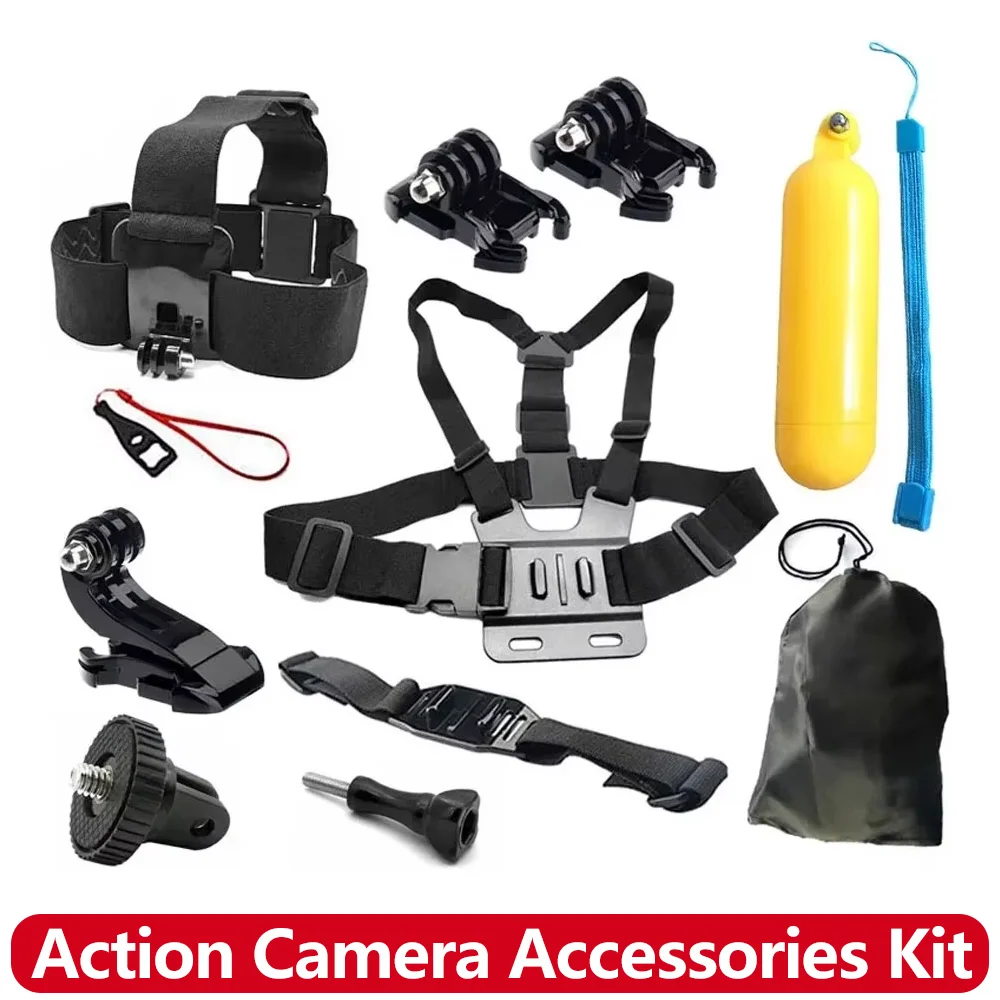 Zubehör Kit Brust Kopf Helm Strap Mount Adapter Schwimmenden Griff Für GoPro Hero AKASO SJCAM Insta360 DJI Osmo Action Kamera Image