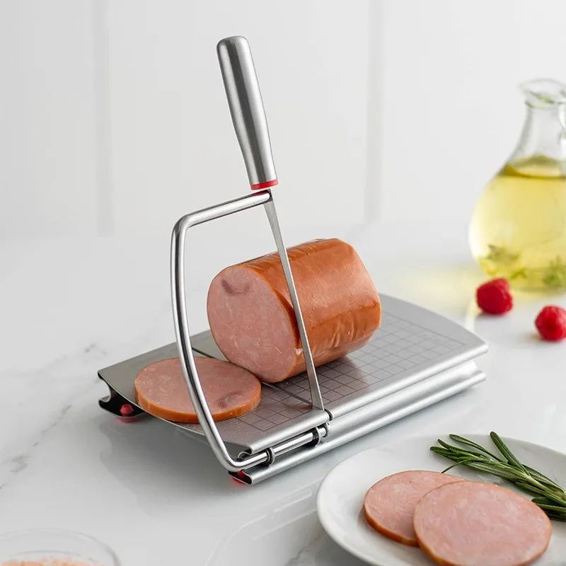 Multifunktionaler Slicer Butter Käse Schinken Wurst Slicer Küchenhelfer Edelstahl Schneidebrett mit Silikon-Saugbasis Image