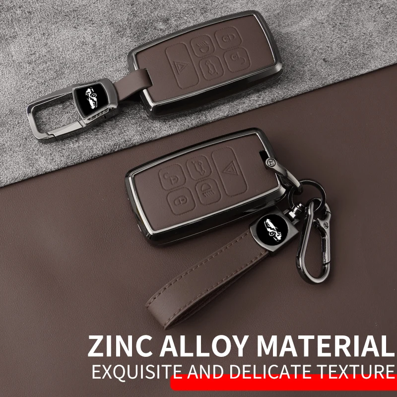 Metall Leder Auto Schlüssel Fall Abdeckung für Land Rover Range Rover Evoque Discovery Sport Velar für Jaguar Xe XF E-Pace F-Pace Schlüssel bund Image
