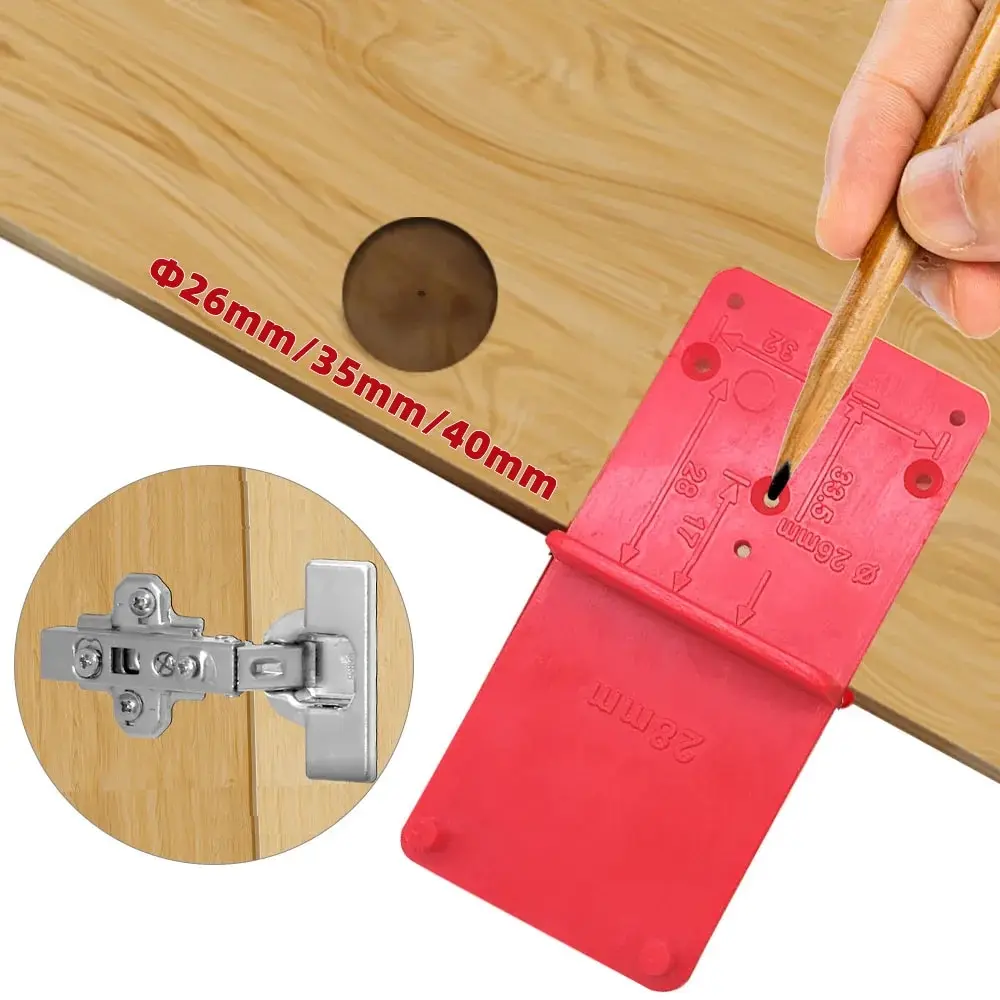 Scharnierloch-Bohrführung, Positionierungsmarkierungsschablone, 26/35/40 mm, Scharnier-Installationsvorrichtung, Tür, Schrank, Scharnier, Lochsucher, Holzbearbeitung Image