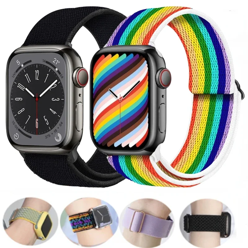 Nylon armband für Apple Uhren armband 44mm 40mm 45mm 41mm 49mm 42mm 46mm verstellbares Armband iwatch Serie ultra 10 9 8 7 6 5 4 3 se2 Image