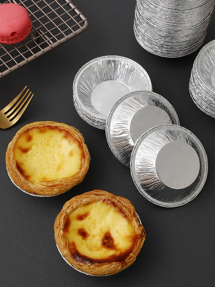 100 Stück Einweg-Aluminium folie Back becher Eierkuchen form Cupcake Fall Teer Kuchen form Image