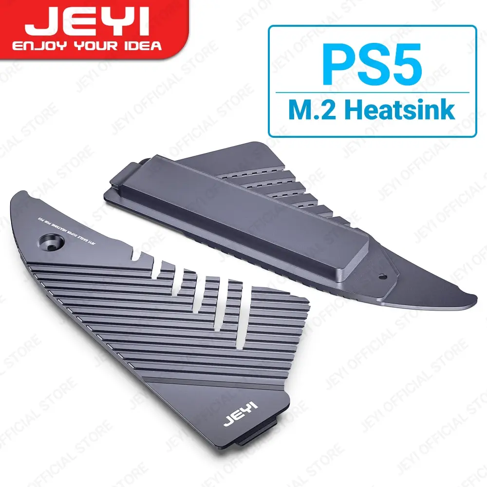 JEYI PS5 M.2 SSD-Kühlkörper, große Fläche aus massivem Aluminium, Kühler, Wärmeableitung, Wärmepads für Playstation 5 PCIe 4.0 M.2 NVMe Image