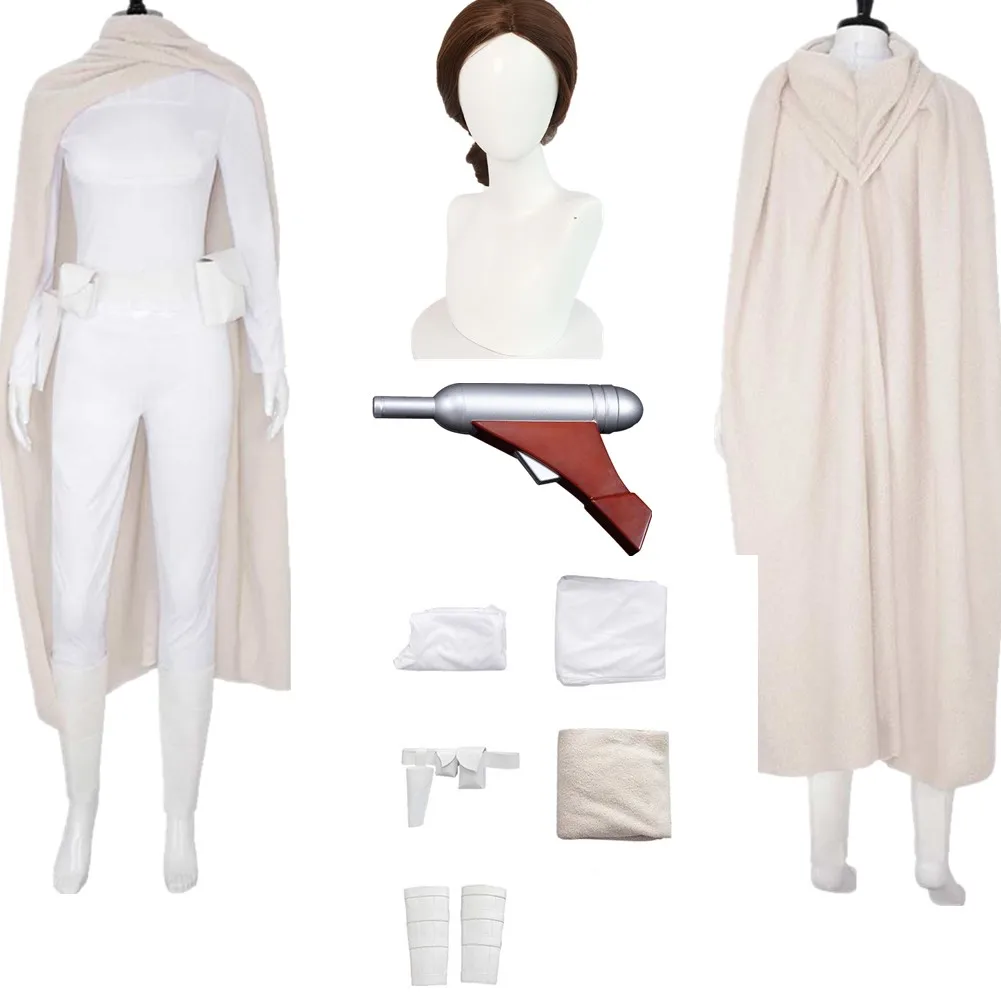 Padme cosplay fantasia weste tasche umhang kleidung raum perücke schlacht verkleidung frauen amidala kostüm halloween karneval party anzug Image