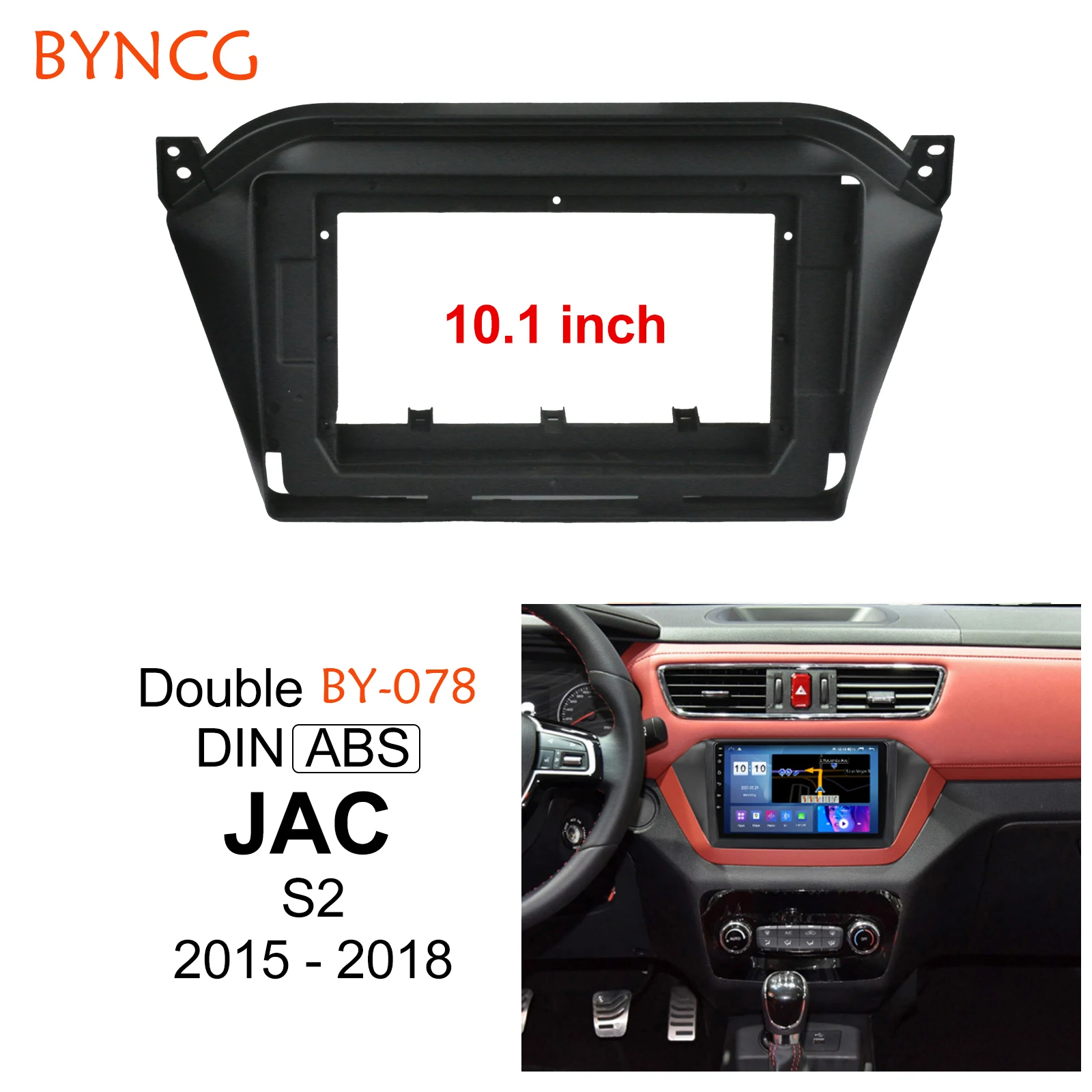 BYNCG 10,1 Zoll Auto Fascia Für JAC S2 2015-2018 Doppel Din DVD Fascias Rahmen Audio Fitting Adapter Facia Panel Dashboard