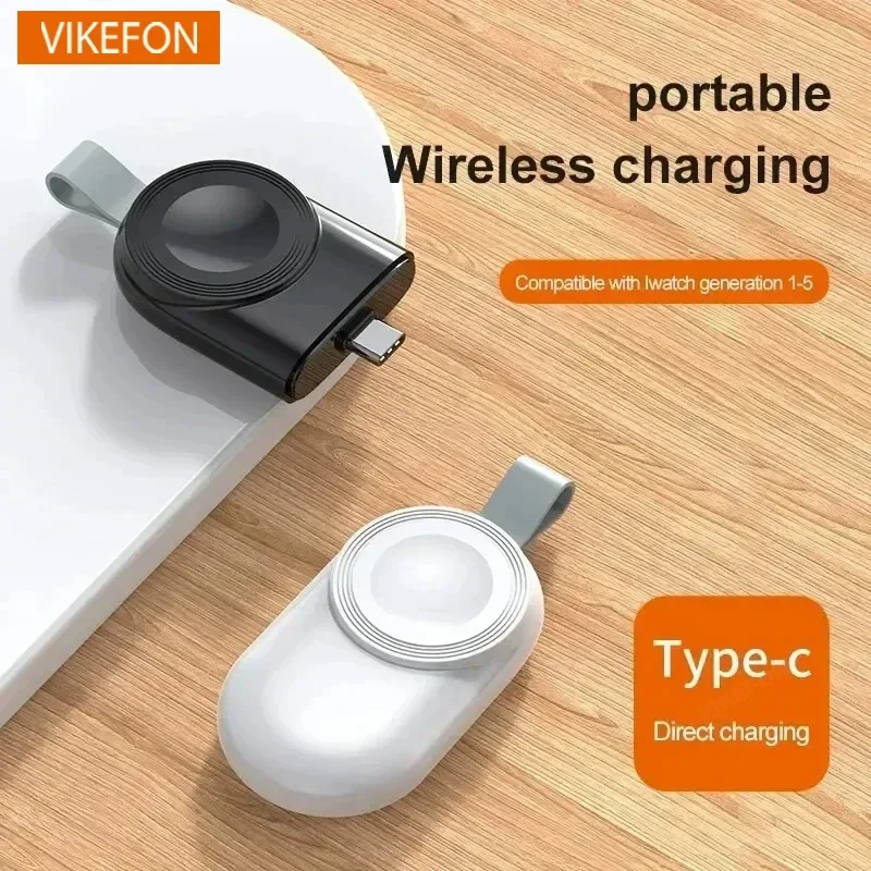 Drahtlose Mini-Magnetuhr-Ladestation, Dock für IWatch 9, 8, 7, 6, SE, 5, 4, 3, Ultra-Notfall-Typ-C, USB-A-Ladegerät, schnelles Aufladen Image