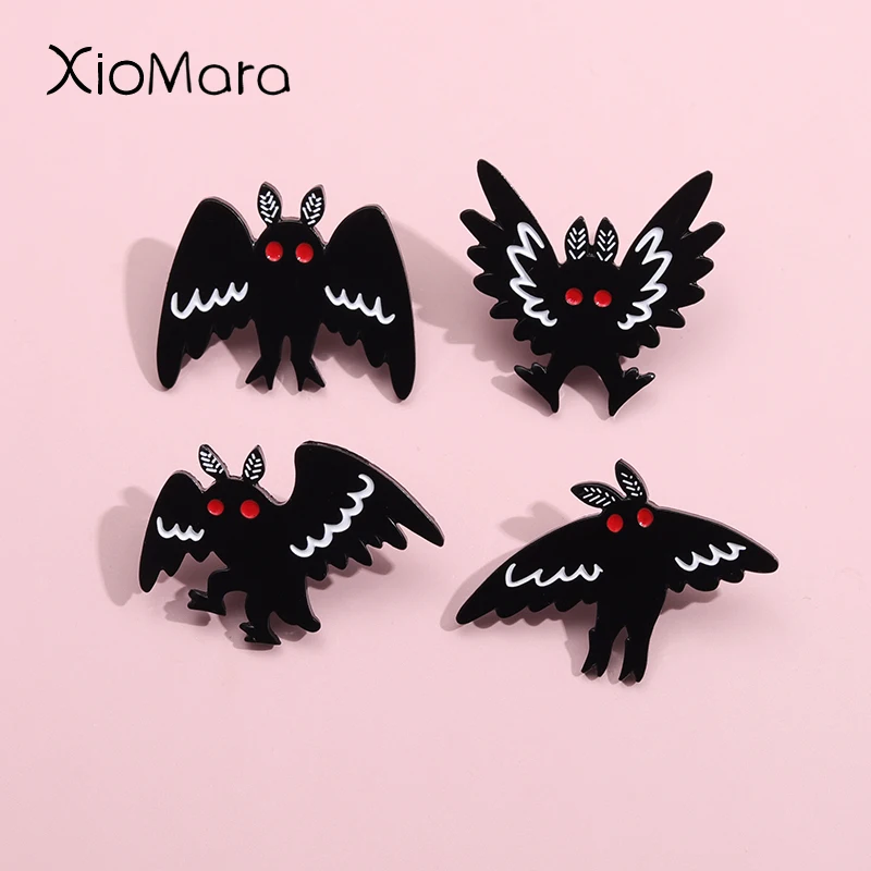 Benutzer definierte rote Augen Motten mann Emaille Pins amerikanische Comic mysteriöse Kreaturen Brosche Revers Abzeichen Gothic Schmuck Geschenk für besten Freund