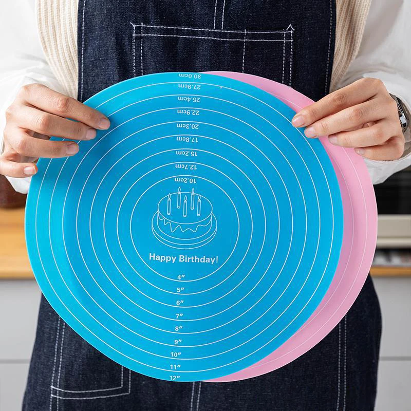 30 cm Kuchen Plattenspieler Matte Runde Kuchen Backen Matte Rutschfeste Matte Mit Skala Silikon Teig Matte Gebäck Pad Hitzebeständige küche Gadget