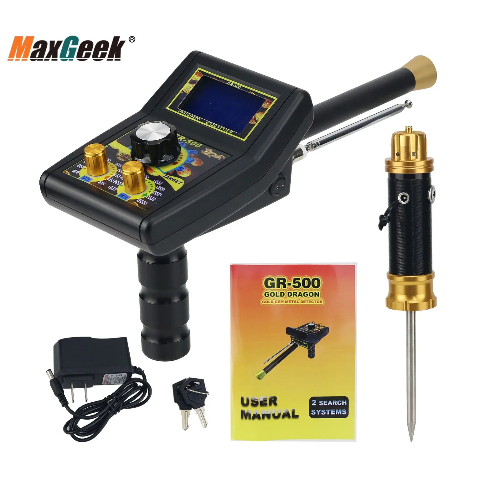 Hangeek GR-500 gold detektor gold finder langstrecken metall detektor 4,3 zoll tft mit trage box Image