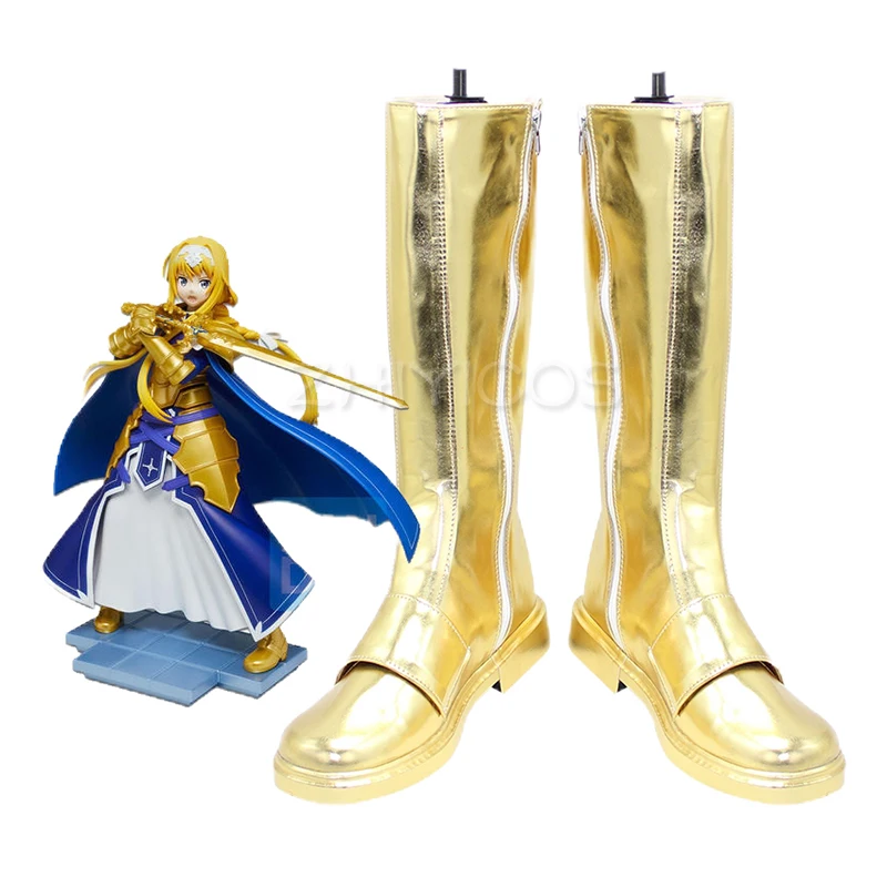 Neue Anime Sword Art Online Alicization SAO Alice Synthesis Thirty Cosplay Schuhe Alice Stiefel Reißverschluss PU Leder Halloween Schuhe