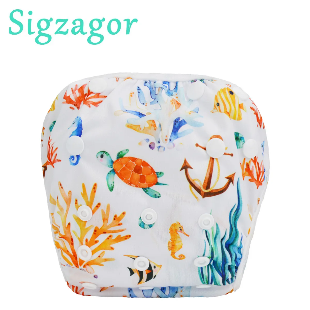 [Sigzagor] GROSSER Baby-Schwimmwindel-Badeanzug, Einheitsgröße, All-in-One-Windel, wiederverwendbar, für Mädchen, Jungen, Kleinkinder, 18–49 lbs, 8–22 kg
