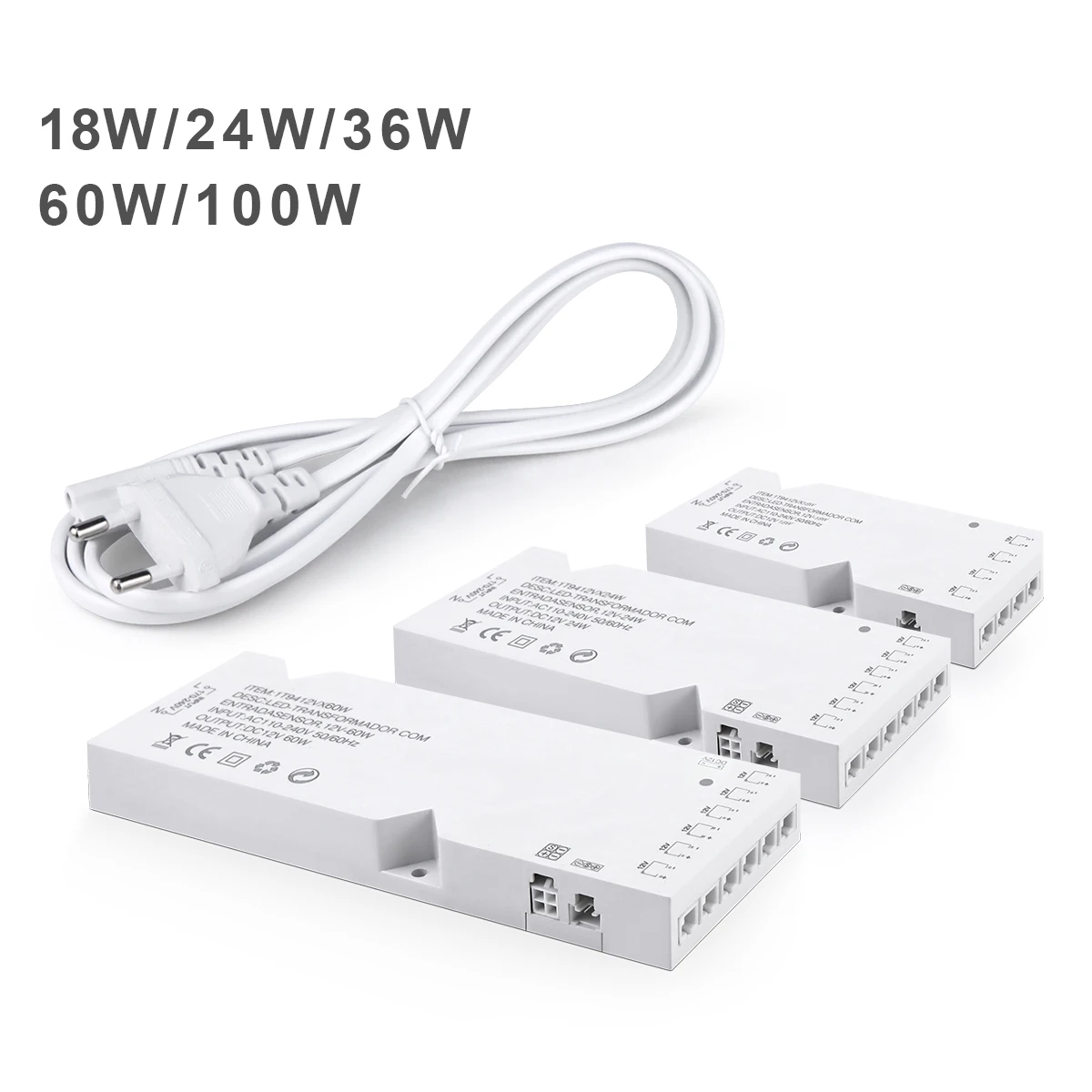 100-240V AC zu DC 12V Netzteil 36W 60W 100W LED Streifen Treiber Transformator mit Dupont Port für LED Schrank Licht Netzteil Image
