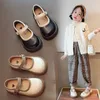 Mädchen PU-Lederschuhe Prinzessin Frühling Schwarz Weiche Sohlen Kinder Kinder Loafer Größe 21-36