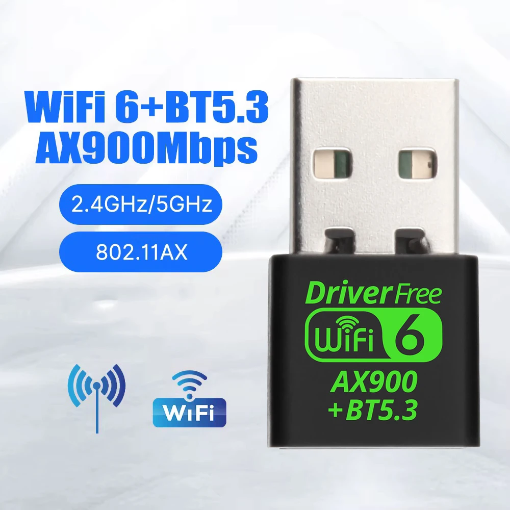 AX900 USB WiFi 6 Bluetooth 5.3 Adapter 2in1 Dongle Dual Band 2,4G & 5GHz USB WiFi Netzwerk Wireless Wlan Receiver FAHRER KOSTENLOS Image
