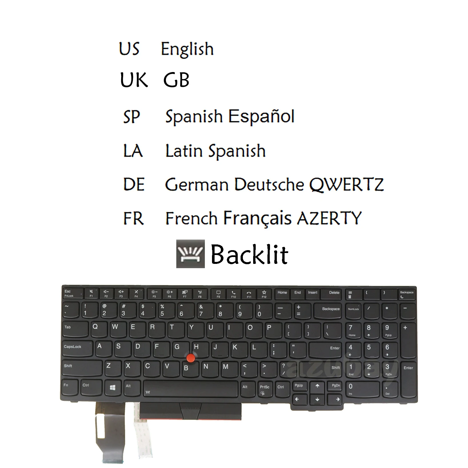 Laptop beleuchtete Tastatur für Lenovo Thinkpad T15 Gen 1 / Gen 2 , P15s Gen 1 / Gen 2 US Englisch UK La Spanisch Französisch Azerty Deutsch QWERTZ Image