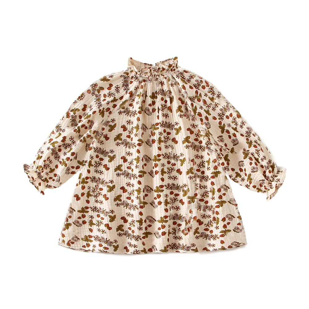 Vintage Kleinkind Mädchen Kleid Bio-Baumwolle Frühling Herbst Baby Mädchen Kleidung für 0-4 Jahre Image
