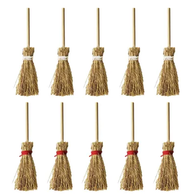 10 stücke Halloween Mini Besen handgemachte Besen Handwerk Hexe Besenstiel Miniatur Modell Spielzeug Schreibtisch Ornament Halloween Dekoration 2024 Image