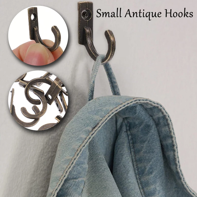 50 Stück kleine antike Haken Wand halter gebogene Schnalle Horn Schloss Verschluss Haken für Holz Schmucks cha tulle Hardware Home Mäntel Hut Kleidung