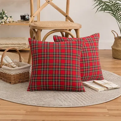 45x45cm quadratische Kissen bezüge Weihnachten Plaid Kissen bezüge Bett Sofa Pad Party Dekor Frohe Image