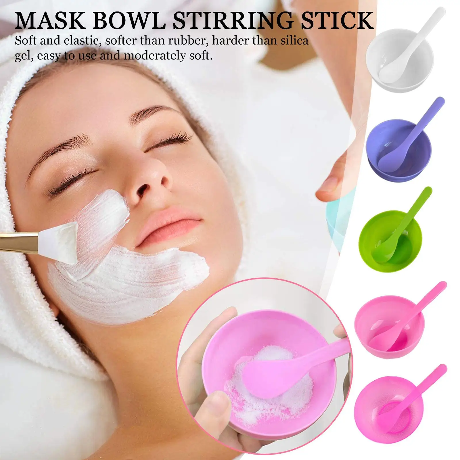 Gesichtsmaske Rührschüssel Set DIY Gesichtsmaske Mischwerkzeug mit Silikon Maske Schüssel Make-up Pinsel Spachtel Schönheit Hautpflege Schönheit Gesundheit Image