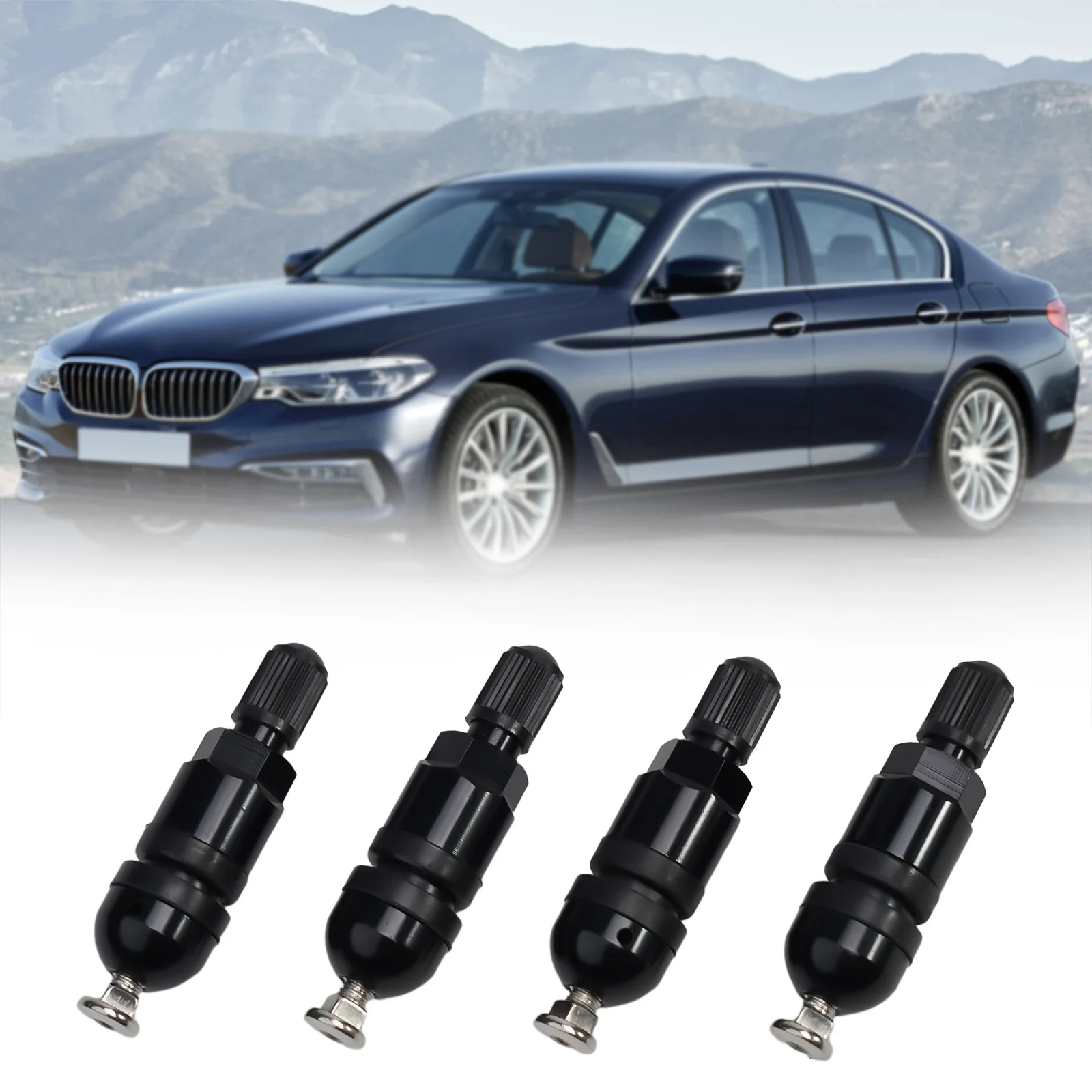 4 stücke TPMS Reifendruck Sensor Ventil Stem Reparatur Kit Für BMW 5 Serie Schwarz Reifendruck Sensor Ventil Stem Reparatur kit Image