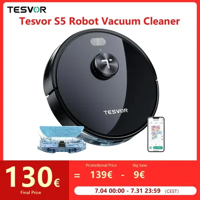 Tesvor s5 Staubsauger roboter 3000pa Saug-Lidar-Navigation 2600mAh Batterie 180 Minuten Laufzeit