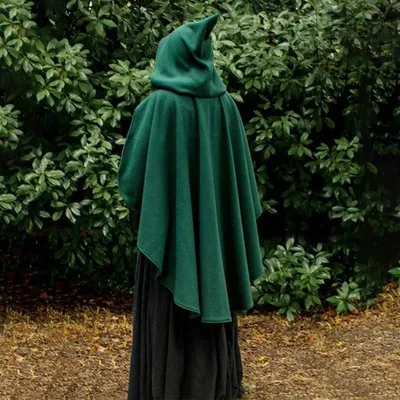 Damen Renaissance Kostüm Mittelalter Halloween Kurz Steampunk Samt Umhang Gothic Hexe Zauberer Image
