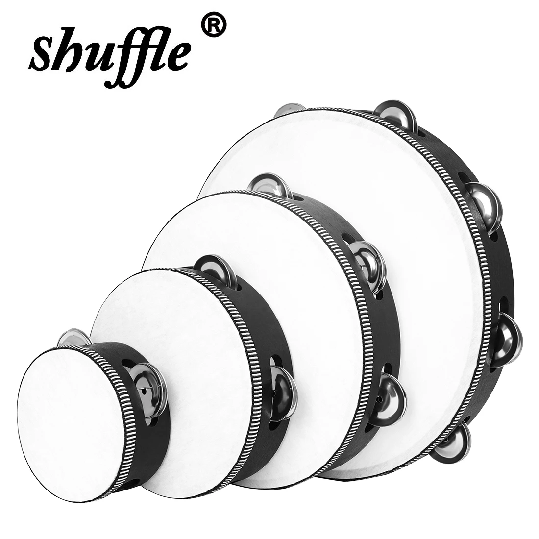 4 stücke zweireihige hand betätigte Tamburin-Schlagzeug-Kits 4/6/8/10 Zoll orff Schlag instrumente Kinder geschenk Musik Aufklärer Image