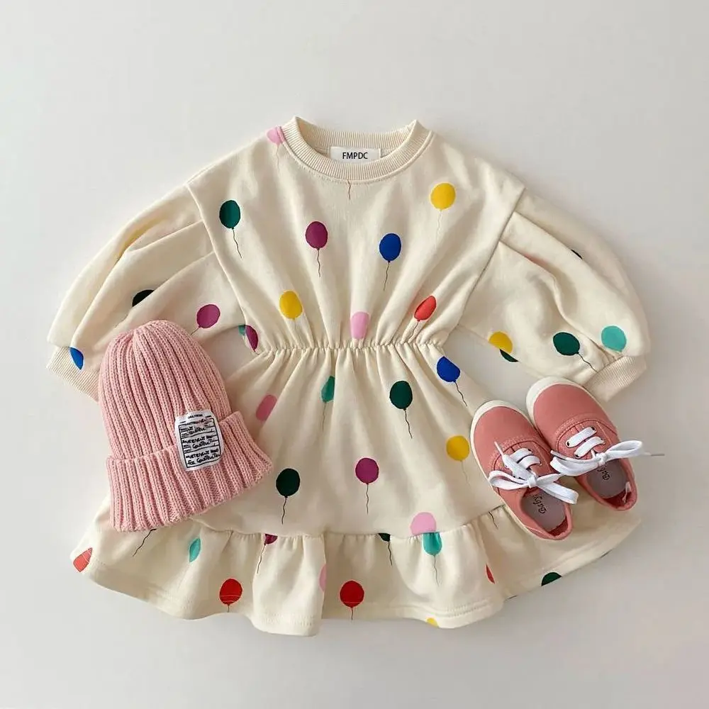 Neue Infant Baby Kleidung Mädchen Kleider Frühling Herbst Rüschen Kleid Nette Prinzessin Baby 0-3Y Baumwolle Bunte Ballon Langarm Image