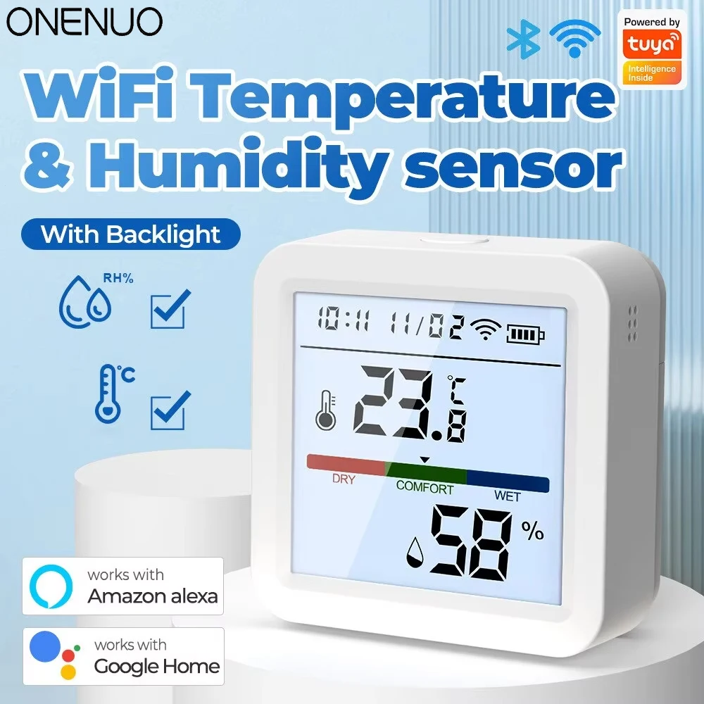 Tuya neue wifi temperatur feuchtigkeit sensor smart life hintergrund beleuchtung hygrometer thermometer sensor unterstützung alexa google home assistent Image