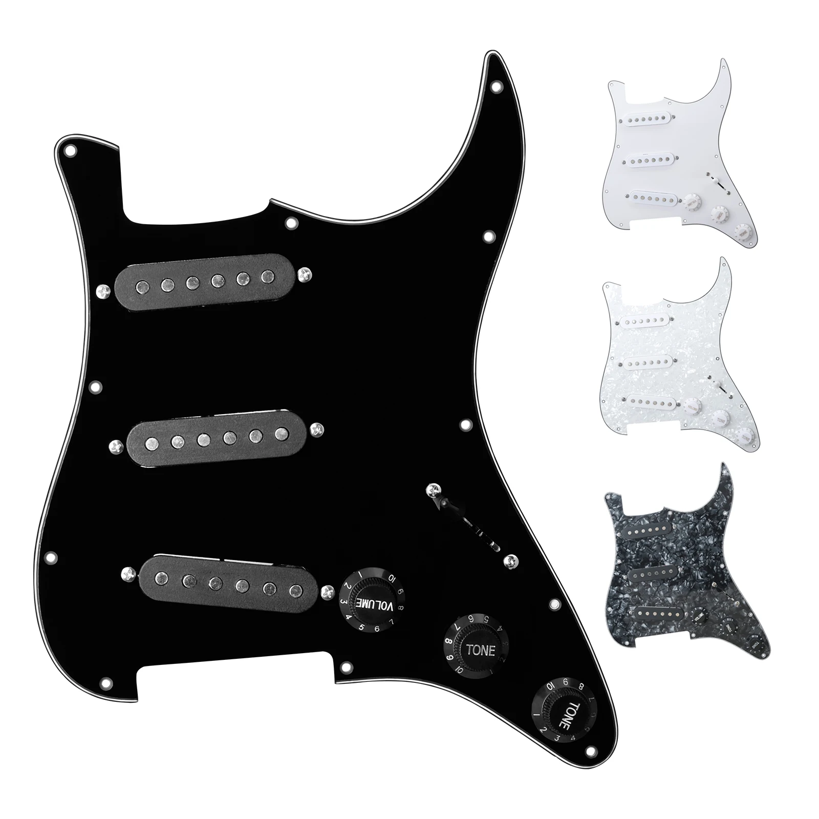 E-Gitarre Pick guard Pickups geladen vor verdrahtet schwarz 11 Loch Single Coil Pick guard Pickups Teile für fd st Stil Gitarre Image