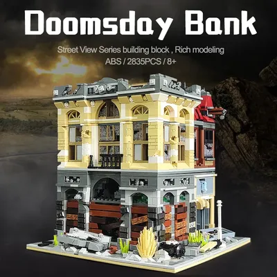 Street View Die Doomsday Bank Bausteine MOC Ideen Montage Modell DIY Set Ziegel 2835PCS Kunststoff Spielzeug Für Kinder geschenke Image