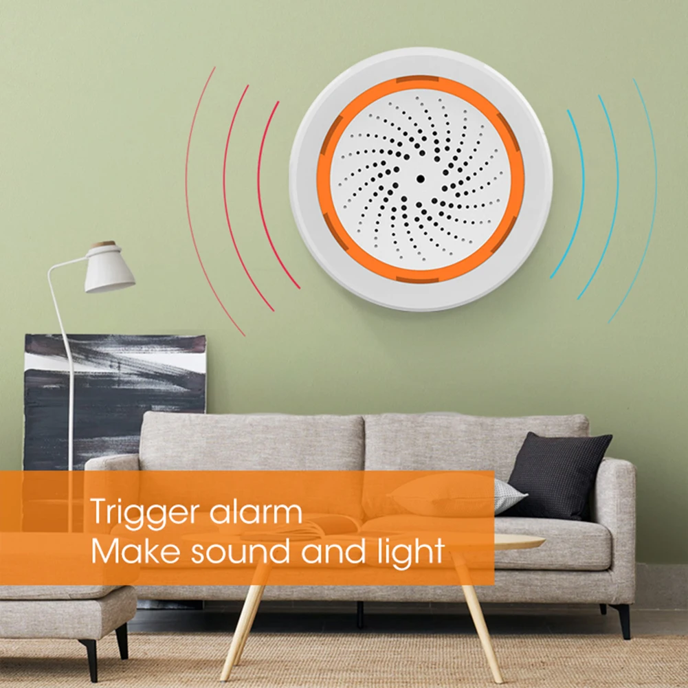 Smart Sirene Alarm Tuya Zigbee Sound Licht Sensor Smart Alarm Sirene App Fernbedienung Home Security Schutz System Image
