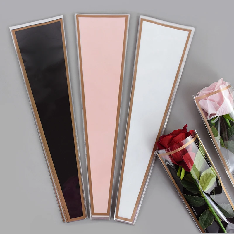50 Stück Blumen-Verpackungsbeutel, klare Rose, Blumenstrauß, Verpackungsbeutel für Valentinstag, Hochzeit, Geburtstag, Party, Geschenk, Dekoration Image