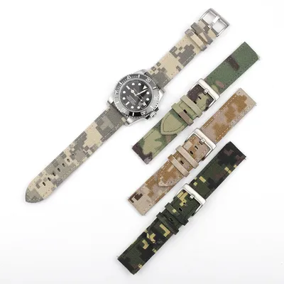 Onthe level Camouflage Canvas Uhren armband 20 22mm Armee wasserdichtes Uhren armband für