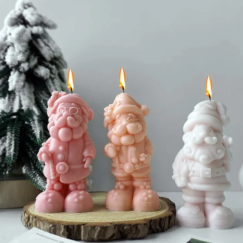 Tragen Brille Santa Silikon form 3d Santa Duft Kerze Seife Gips Handwerk Harz Ton Schimmel Weihnachten Geschenk machen Werkzeug Image