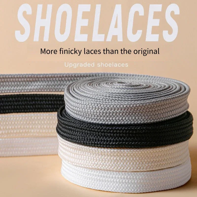 4 Paar Seil-Schnürsenkel für Schuhe, doppelte Schnürsenkel, lässige Turnschuhe, flache Schnürsenkel, 100/120/140/160 cm, Schuhzubehör Image