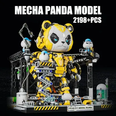 Stadt Technische MOC 2198 stücke Mech Panda Modell Bausteine DIY Mecha Roboter Ziegel Mechanische Panda Spielzeug Für Kinder Geschenke Image