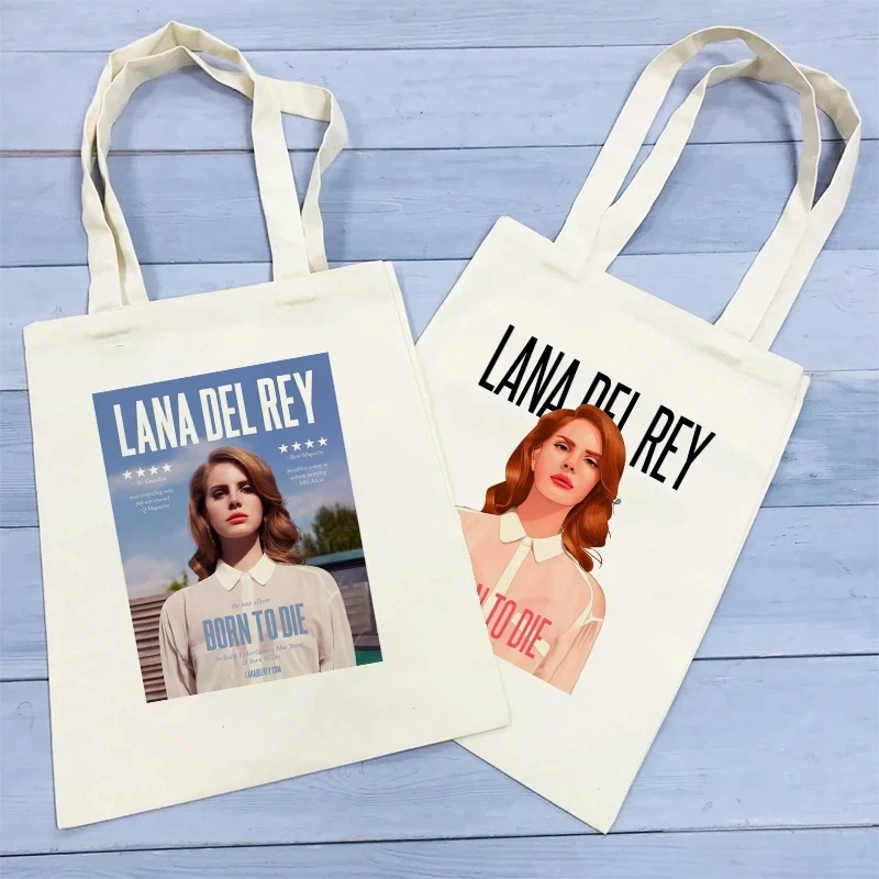 Lana del rey bedruckte Damen Umhängetasche Hip Hop Öko Shopping Mädchen Cartoon Leinwand Fan Tote Handtasche große Kapazität Einkaufstaschen