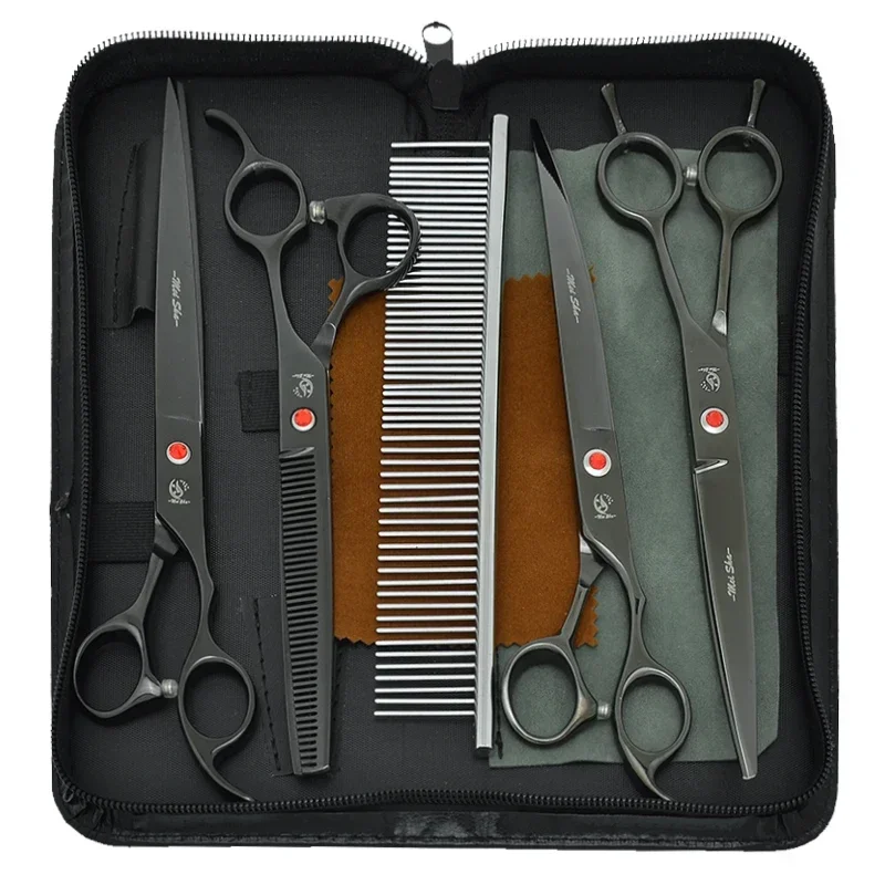 8,0 Zoll Meisha Tierhaarschere Professionelle Hundepflegeschere Stahl 440C Gerade gebogene Schneideschere Effilierschere B0044A Image