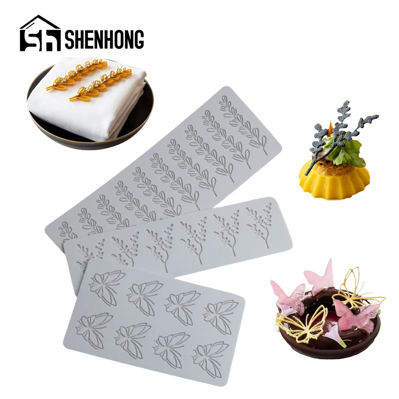 SHENHONG Schmetterling und Blätter Design Silikon Kuchen Formen Silikon Pad Zucker Handwerk Spitze Matte Schokolade Dessert Dekorieren Werkzeuge Image