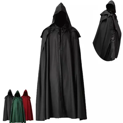 Gothic Männer Kapuze Umhang mittelalter lichen Krieger Umhang Halloween Elfen Ranger Umhang Image