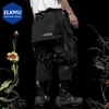 Punk Techwear Cargo Hosen Große Taschen Bänder Übergroßen Hip Hop Schwarz Hosen Jogger Streetwear