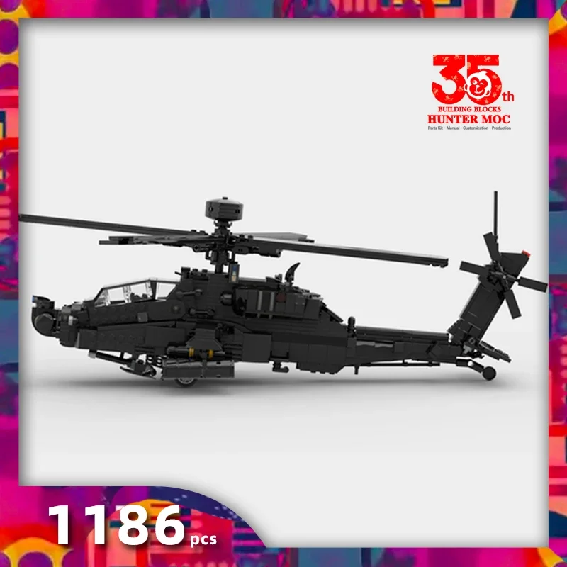Hubschrauber Militär Moc Ziegel Blöcke Armee Kämpfer Angriff Wächter Fahrzeug Ziegel Gebäude Militär hubschrauber Apache Image