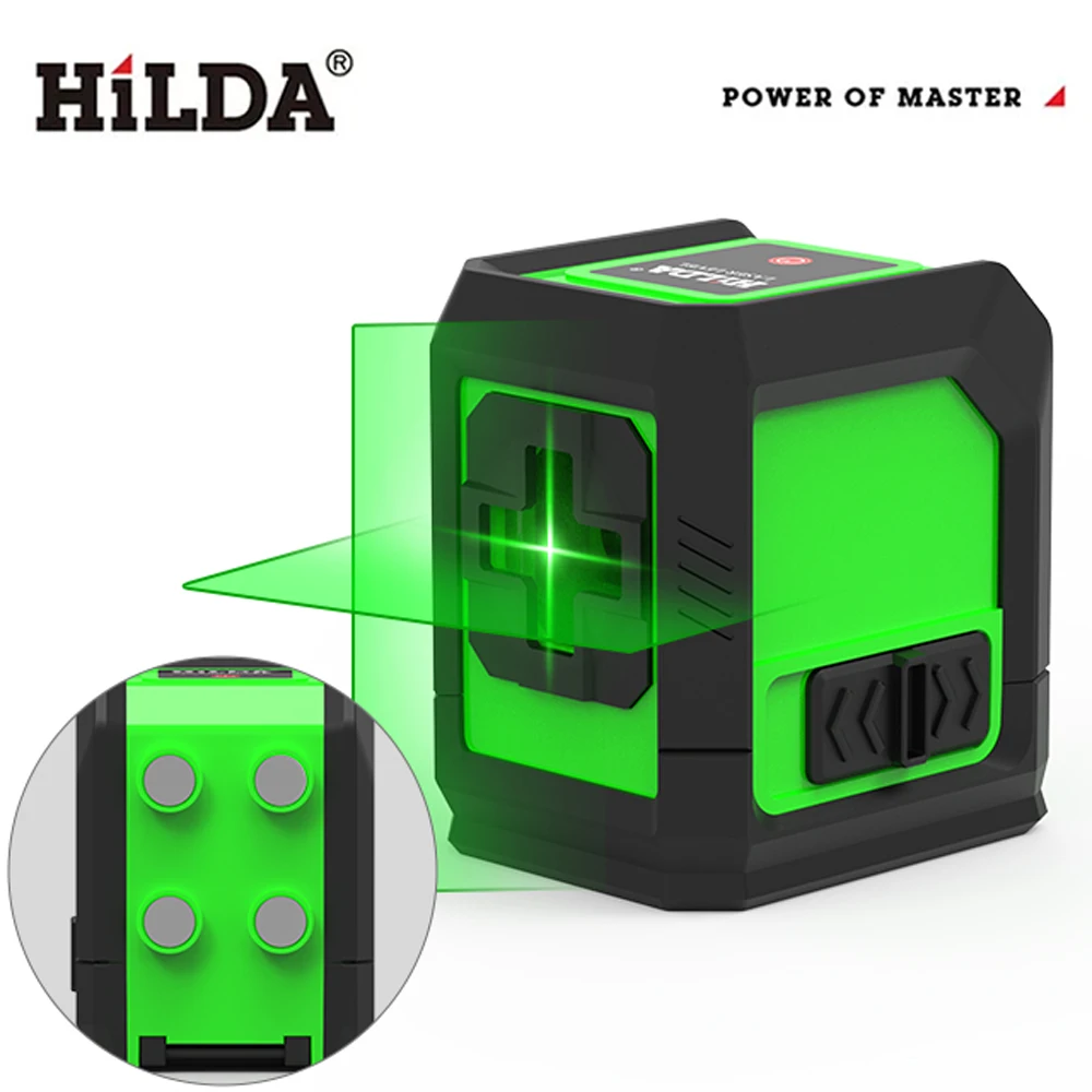 HILDA 2-Linien-Laser-Nivelliergerät, grüner Strahl, selbstnivellierend, mit Magnet, horizontale vertikale Kreuzlinie Image