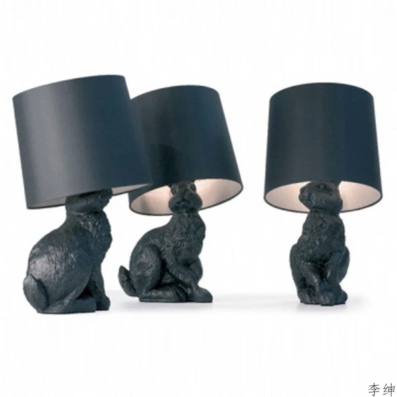 Moderne Tiere Kaninchen LED Tisch Lampen Nordic Schlafzimmer Nacht Lampe Wohnzimmer Tisch Lichter Harz Industrielle Decor Leuchte Image