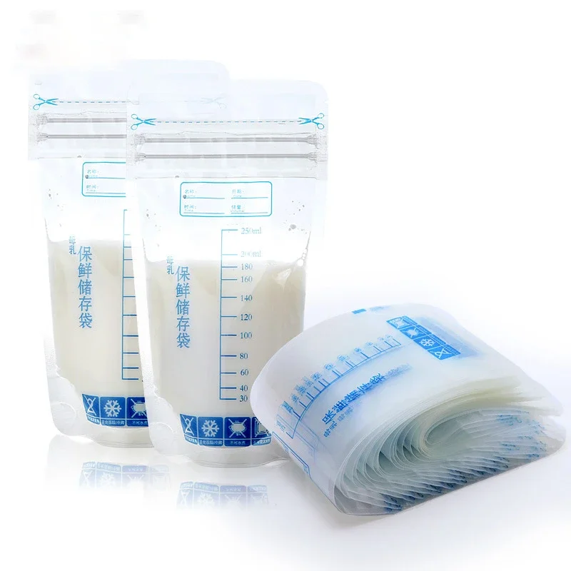 30 stücke 250ml Muttermilch Babynahrung Lagerung Muttermilch Aufbewahrung beutel bpa kostenlos Baby sichere Fütterung beutel Milch Gefrier beutel Image