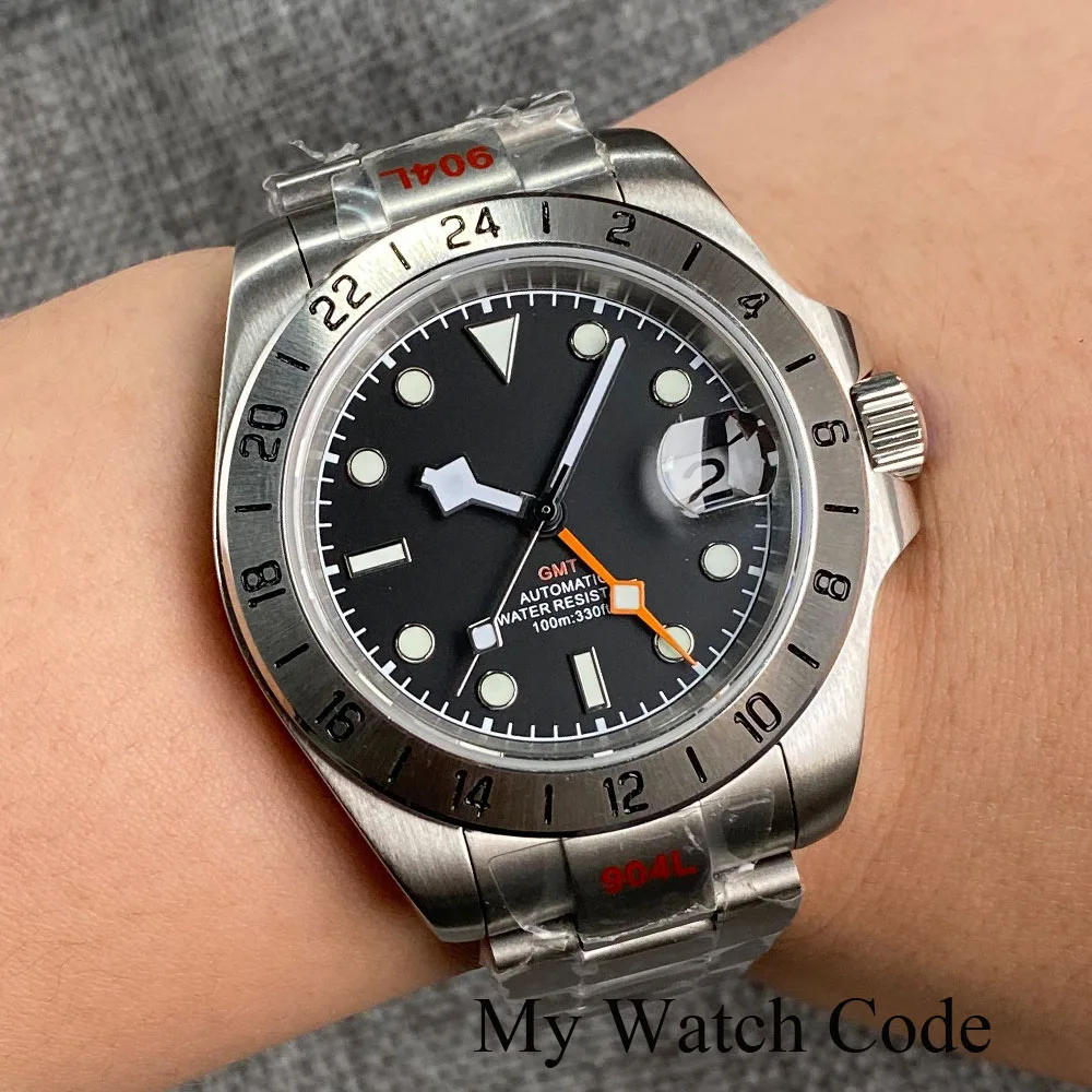 2023 neue NH34AA GMT Schwarz Zifferblatt Bay 39mm Mechanische Uhr männer Stahl Tauchen Orange Schneeflocke Stahl Business professionelle Uhr Image