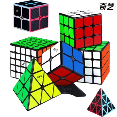 Qiyi Magic Cube bunte Kohle faser 2x2 3x3 4x4 Ahornblatt Pyramide profession elle Magic Cube Kinder Image